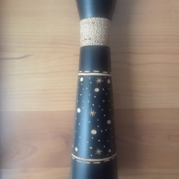 Tall HAND CARVED Dark Wood Vase/Decor - Picture 4 of 12